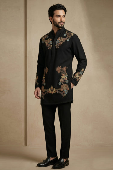 Luxurious Black Fancy Fabric Kurta Pyjama Set