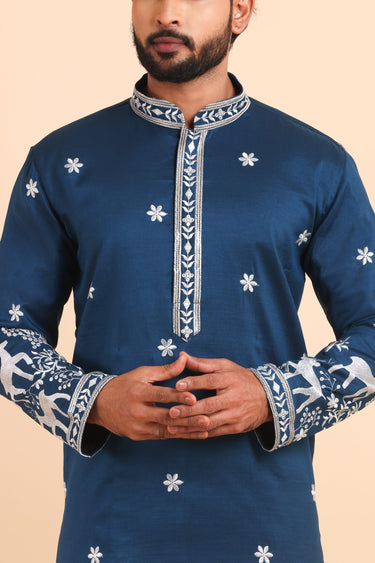 Men’s Viscose Silk Teal Readymade Kurta Pajama