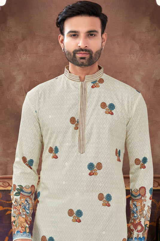 Rayon Celestial Pale Whisper Kurta Pyjama