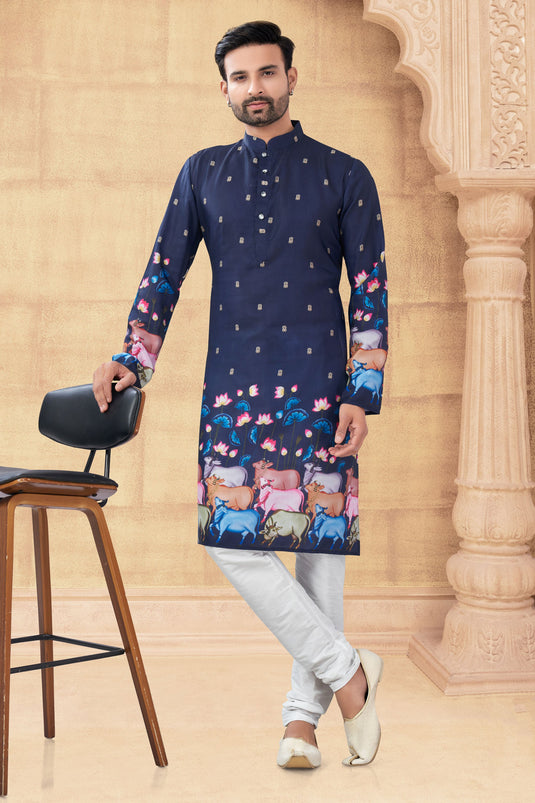 Navy Blue Timeless Charm Designer Kurta Pyjama