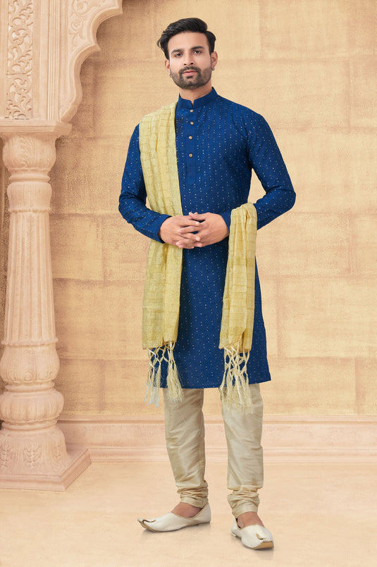 Royal Long Blue Kurta Pyjama Set