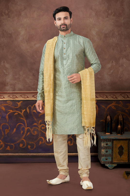 Serenity Sea Green Long Kurta Pyjama Set