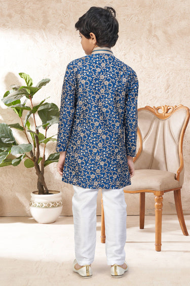 Art Silk Festive Wear Blue Readymade Indo Western For Boys