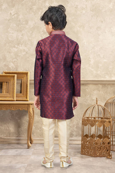 Maroon Sangeet Wear Jacquard Readymade Kurta Pyjama For Sangeet Wear