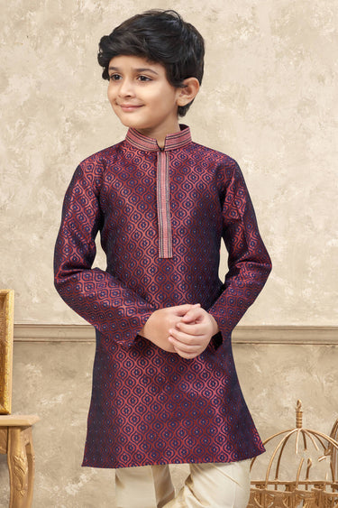 Maroon Sangeet Wear Jacquard Readymade Kurta Pyjama For Sangeet Wear