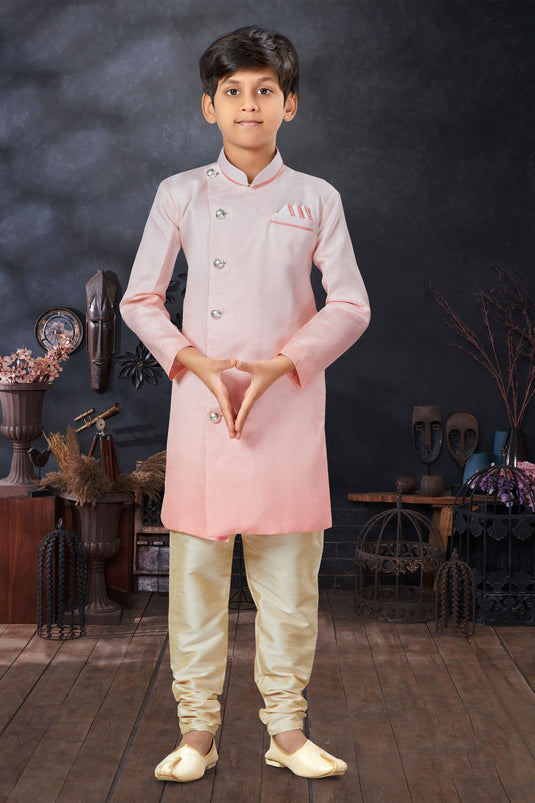 Function Wear Readymade Indo Western For Boys In Art Silk Fabric