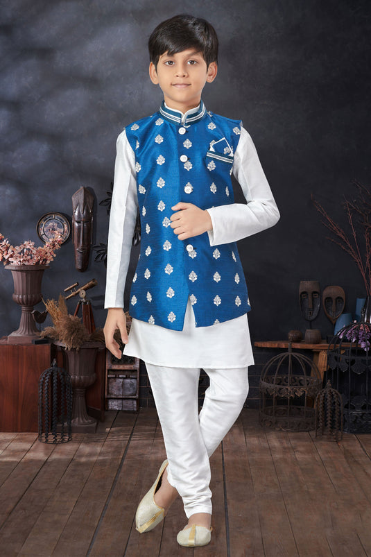 Off White Color Occasion Wear Readymade Boys Kurta Pyjama