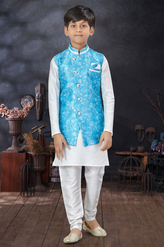 Off White Color Designer Readymade Kurta Pyjama For Boys