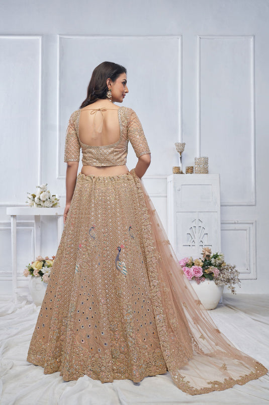 Engaging Net Mustard Wedding Lehenga Choli