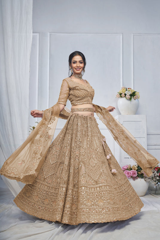 Fetching Net Brown Wedding Lehenga Choli