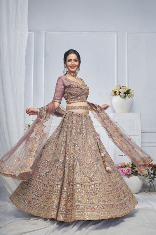 Stunning Net Purple Wedding Lehenga Choli