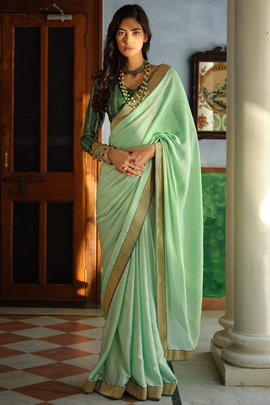 Stunning Sea Green Art Silk Fabric Saree