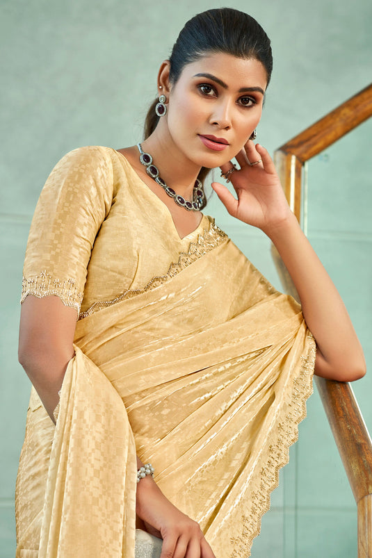 Lovely Beige Art Silk Festive Saree