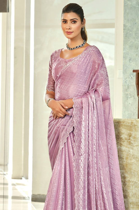 Elegant Purple Art Silk Saree For Festive Wear