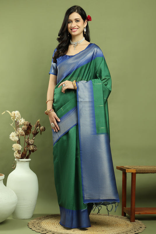 Luxurious Green Art Silk Fabric Saree