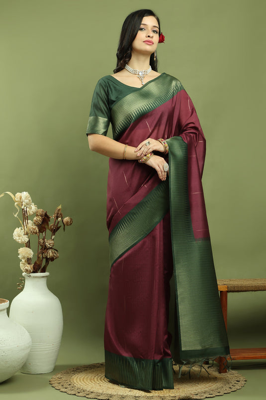 Lovely Burgundy Art Silk Festive Saree