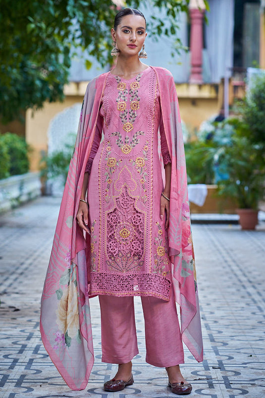 Fancy Embroidered Function Wear Salwar Kameez In Pink Color