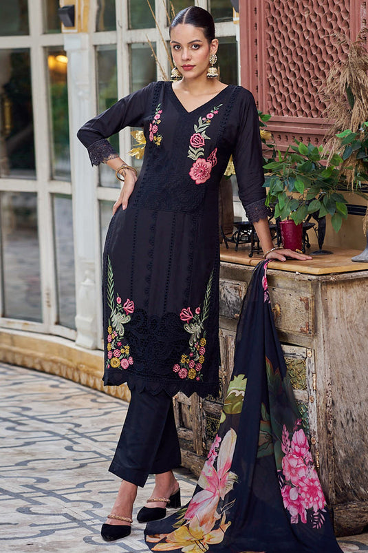 Embroidered Festive Wear Dress In Muslin Fabric