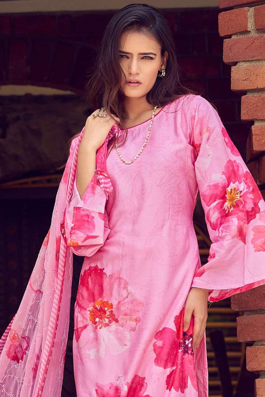 Casual Pink Color Printed Suit