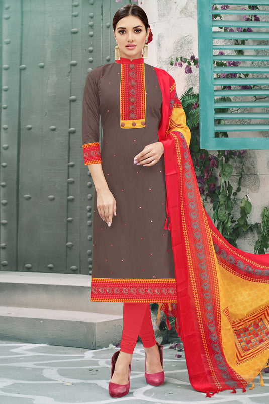 Brown Cotton Salwar Suit