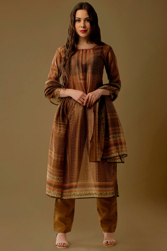 Brown Art Silk Dress