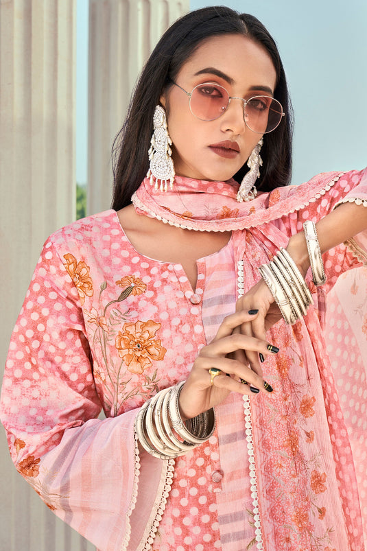 Pink Casual Printed Salwar Suit