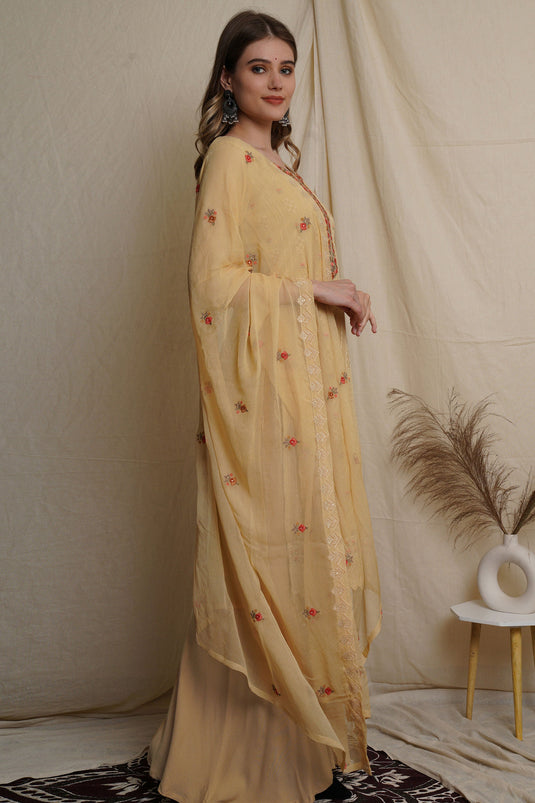 Yellow Georgette Casual Palazzo Dress