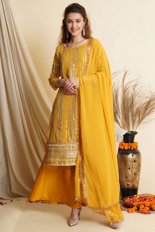 Yellow Color Palazzo Suit