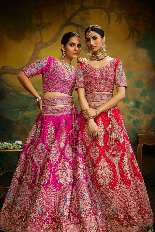 Pink Silk Occasion Wear Lehenga Choli With Embroidery Work