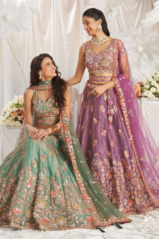 Lavender Thread Embroidery Trendy Lehenga Choli