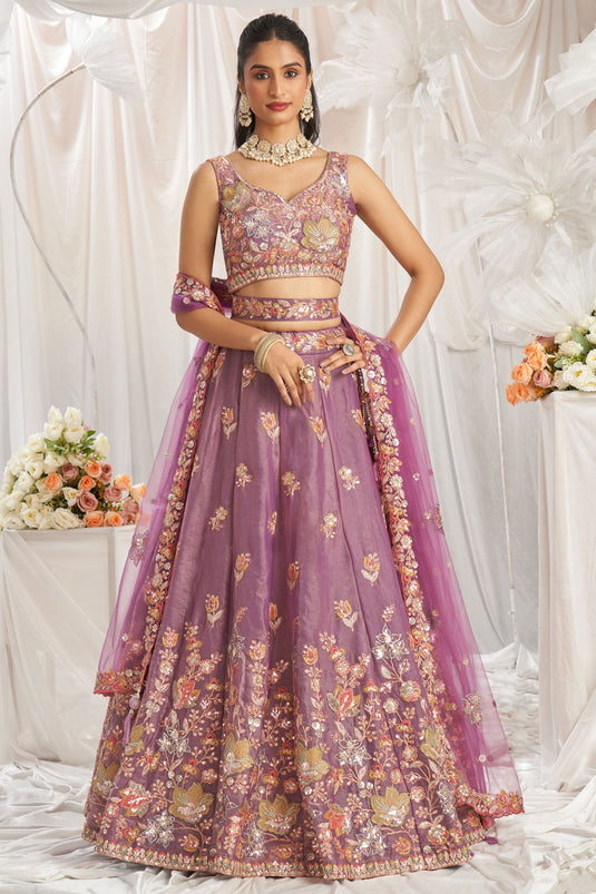 Lavender Thread Embroidery Trendy Lehenga Choli