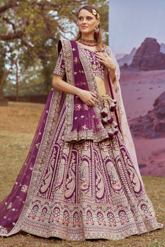 Purple Embroidered Designer Lehenga Choli With Blouse