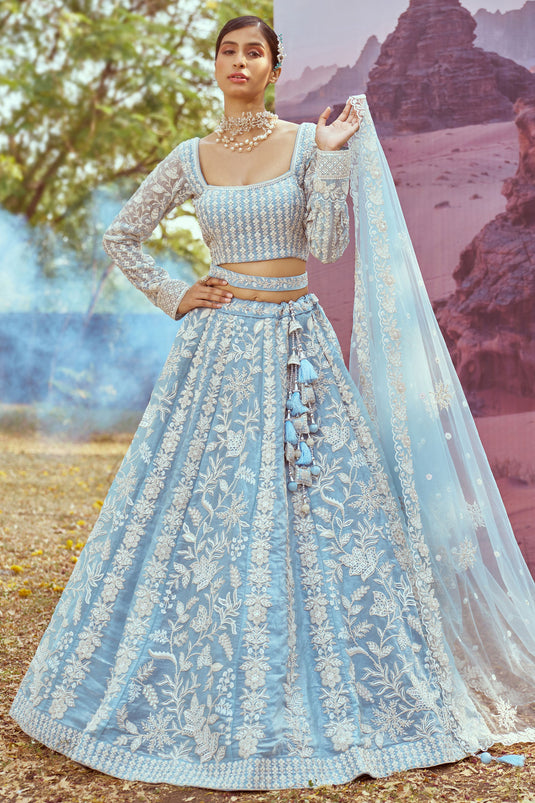 Radiance Blue Wedding Wear Designer Lehenga Choli