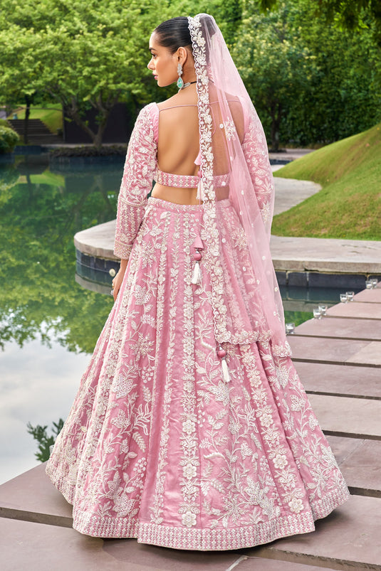 Pink Sequins Work Organza Trendy Lehenga Choli