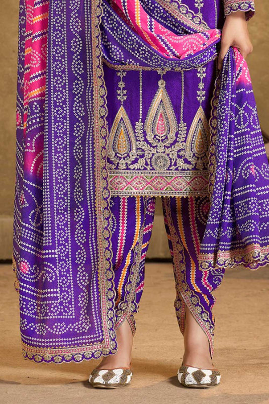 Purple Color Beatific Readymade Dhoti Style Salwar Suit