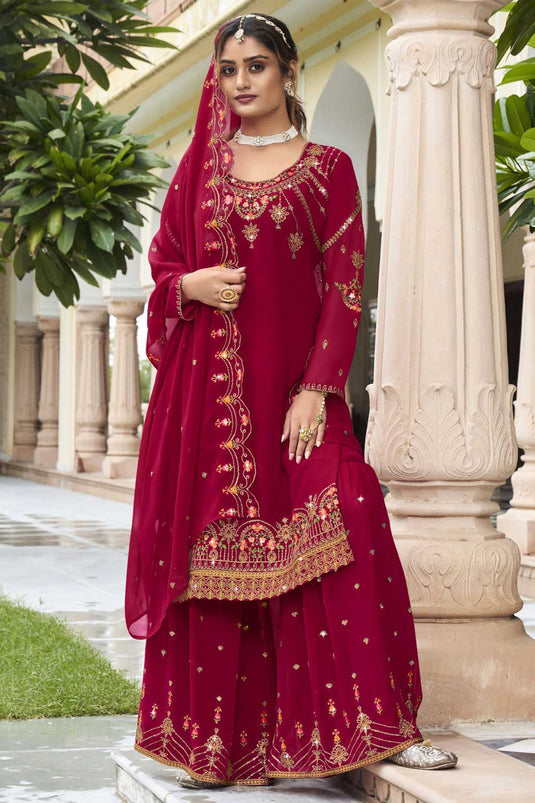 Pink Color Georgette Fabric Tempting Sharara Suit