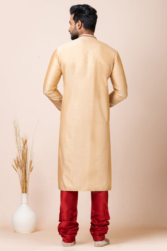 Creative Readymade Kurta Pyjama In Chikoo Color Viscose Fabric