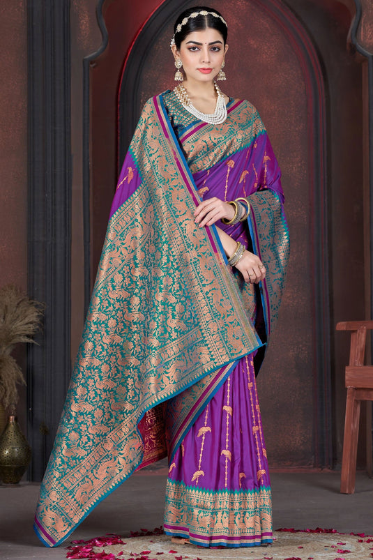 Purple Color Glorious Function Wear Silk Saree With Weaving Work