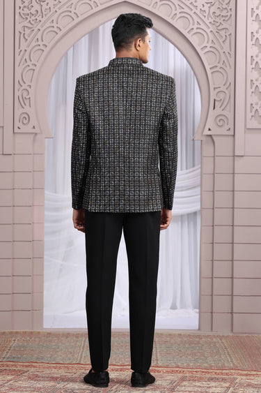 Art Silk Black Magnificent Readymade Men Indo Western Jodhpuri Suit