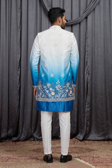 Art Silk Fabric White Readymade Kurta Pyjama For Men