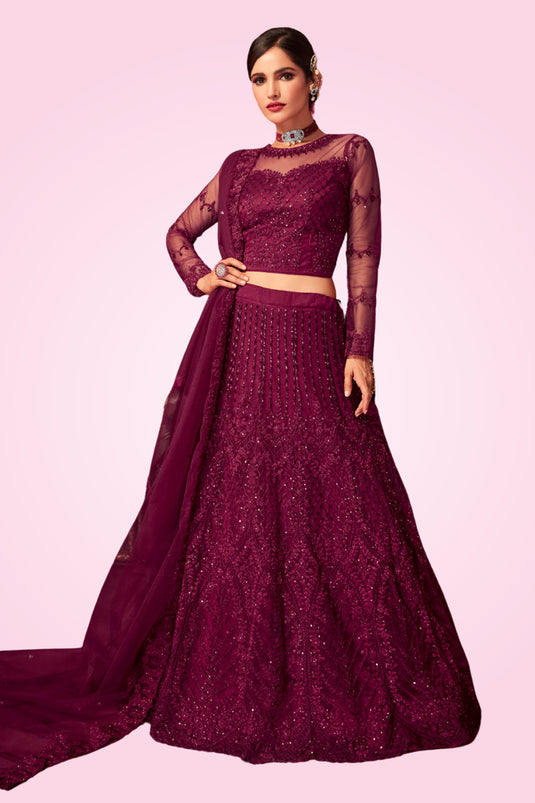 Magenta Color Designer Lehenga Choli With Embroidery Work