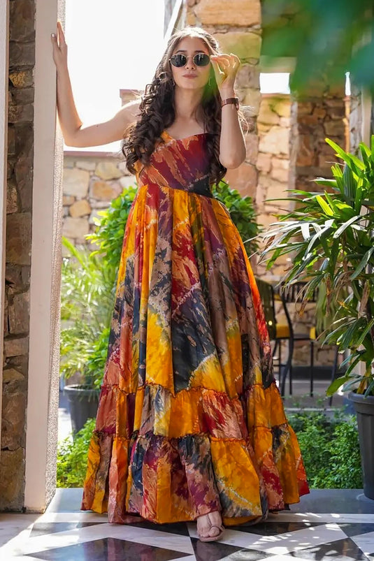 Innovative Multi Color Printed Gown