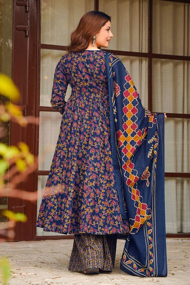 Digital Print Blue Muslin 3 Piece Readymade Palazzo Salwar Suit