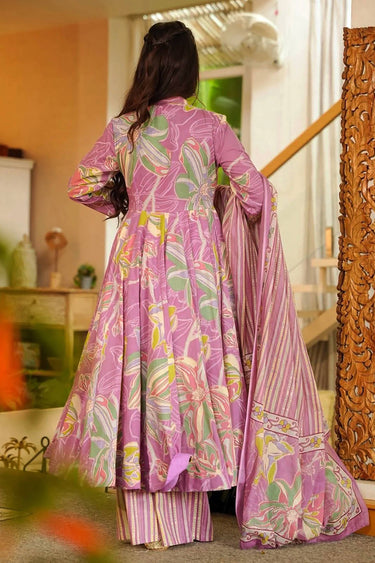 Attractive Pink Muslin Digital Print Readymade Palazzo Suit