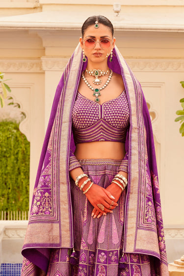 Art Silk Fabric Foil Printed Work Purple Color Ingenious Readymade 3 piece Lehenga Choli
