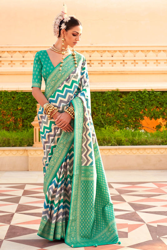 Incredible Weaving Work On Art Silk Fabric Green Color Saree