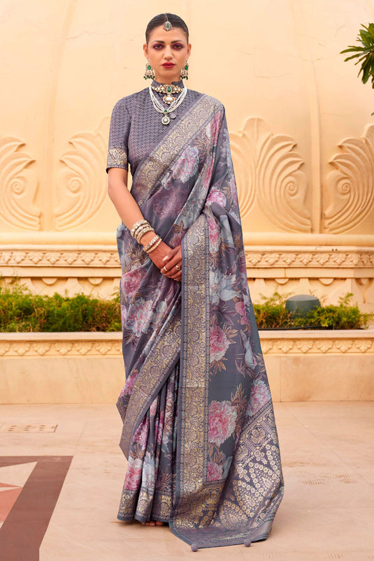 Entrancing Art Silk Fabric Saree In Multi Color With Weaving Work