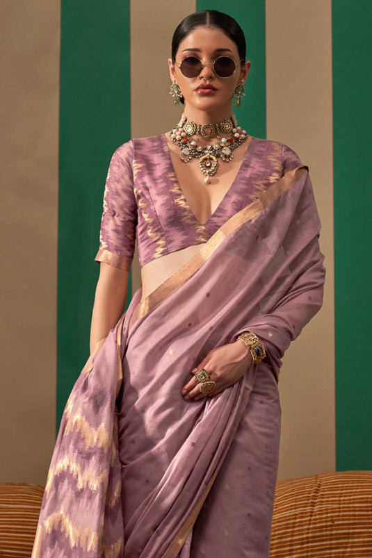 Awesome Art Silk Handloom Weaving Saree In Lavender Color