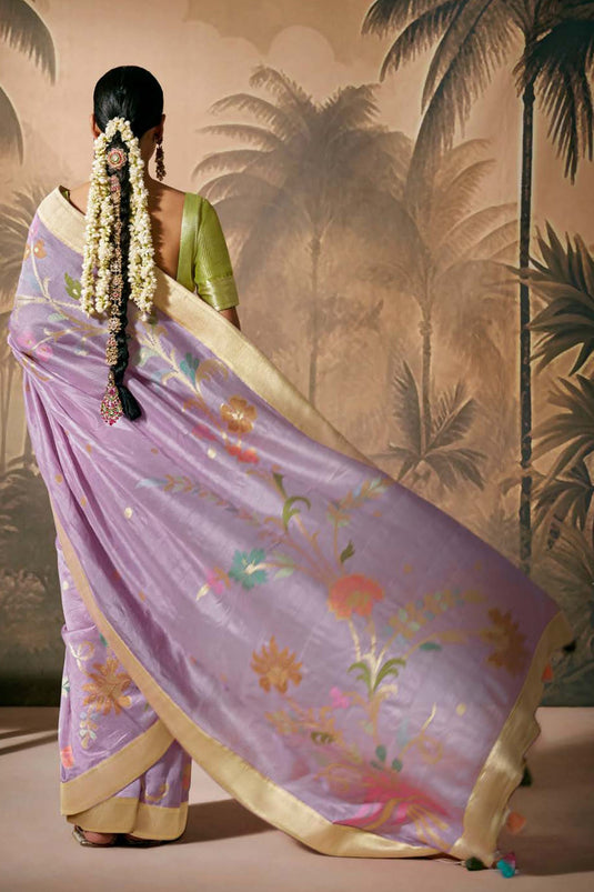 Lavender Designer Saree With Designer Blouse