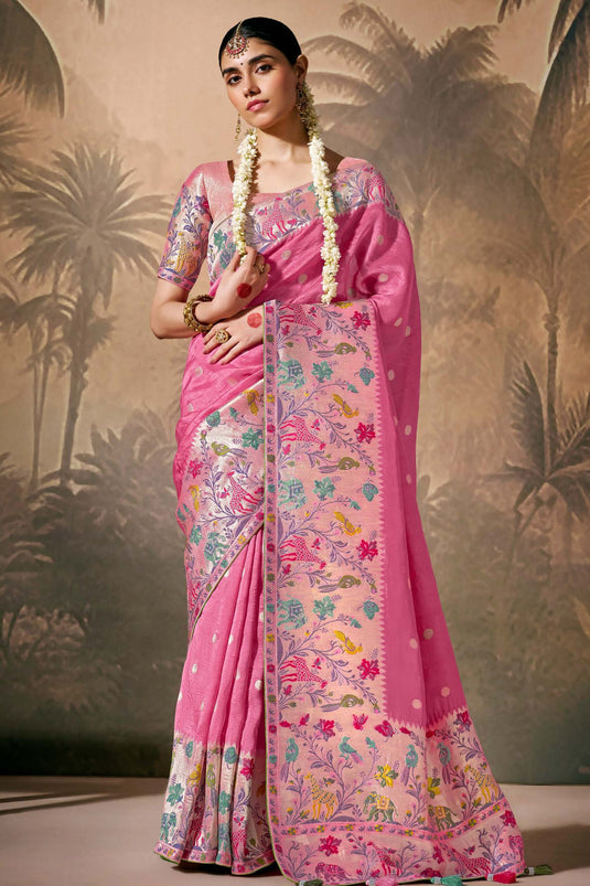 Pink Silk Fabric Saree